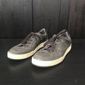 ECCO Green Gray Mens Leather Perforated Lace Up Distressed Sneakers US13  EU47